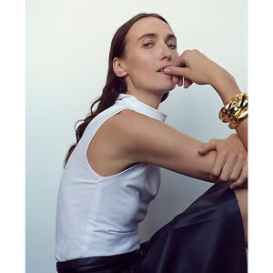 NWT J. Crew Fitted Mockneck Tank XXS White Top Shirt Blouse J.Crew Stretch BY373